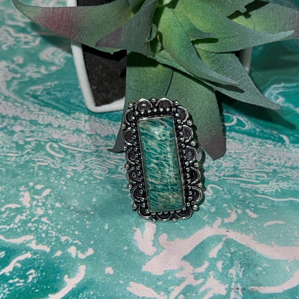 Silver Amazonite Ring - image 2